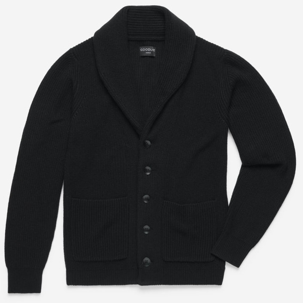 *SOLD* Wool Black Shawl Collar Sweater